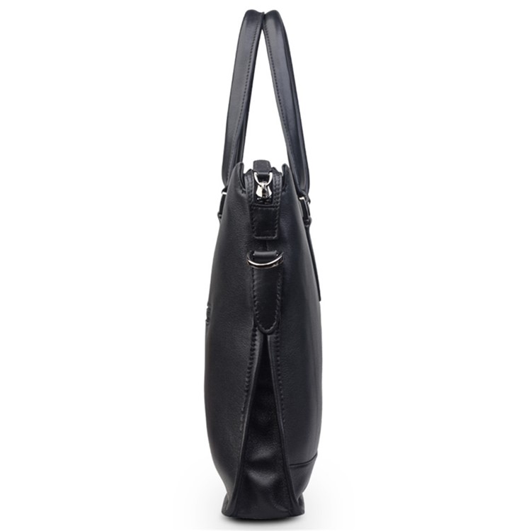 Business Style Cowhide Leather Notebook Handbag Shoulder Bag for MacBook 14 inch - Black-7