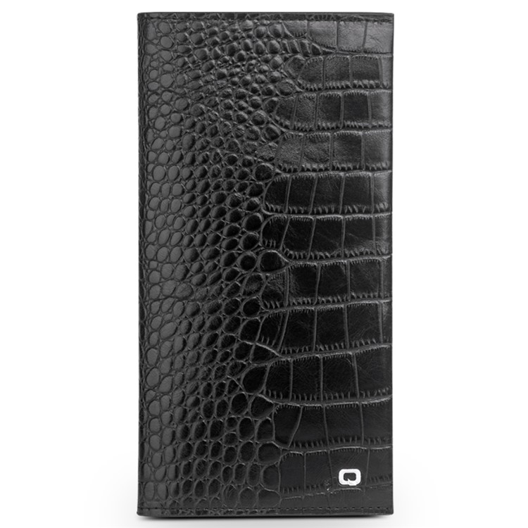 QIALINO Crocodile Style Texture Cowhide Leather Wallet Pouch Case for iPhone 7 Plus, Size: 9.5 x 18.4cm - Black-1