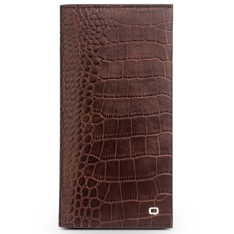 QIALINO Crocodile Style Texture Cowhide Leather Wallet Pouch Cover for iPhone 7 Plus, Size: 9.5 x 18.4cm - Brown-1