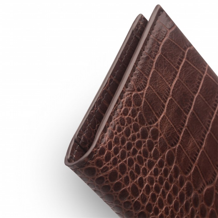 QIALINO Crocodile Style Texture Cowhide Leather Wallet Pouch Cover for iPhone 7 Plus, Size: 9.5 x 18.4cm - Brown-11