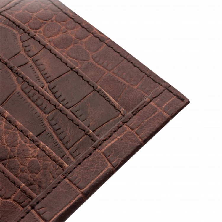 QIALINO Crocodile Style Texture Cowhide Leather Wallet Pouch Cover for iPhone 7 Plus, Size: 9.5 x 18.4cm - Brown-12