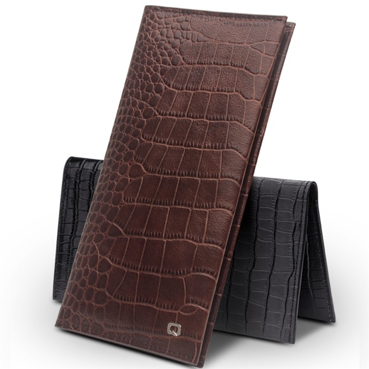 QIALINO Crocodile Style Texture Cowhide Leather Wallet Pouch Cover for iPhone 7 Plus, Size: 9.5 x 18.4cm - Brown-6