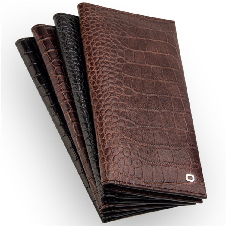 QIALINO Crocodile Style Texture Cowhide Leather Wallet Pouch Cover for iPhone 7 Plus, Size: 9.5 x 18.4cm - Brown-8