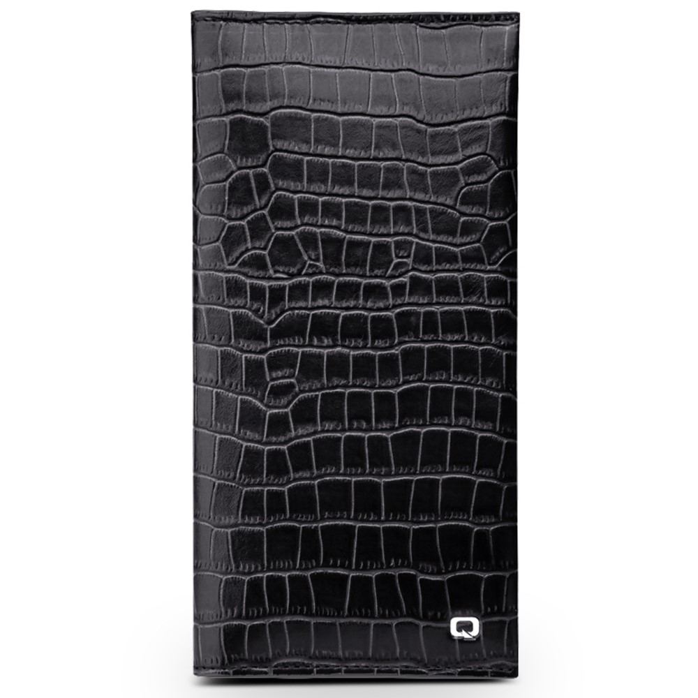 QIALINO Cowhide Leather Bamboo Grain Wallet Pouch Case for iPhone 7 Plus, Size: 9.5 x 18.4cm - Black-1
