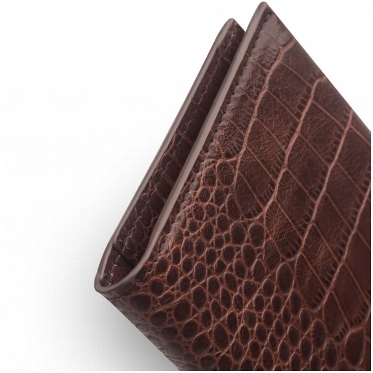 QIALINO Cowhide Leather Bamboo Grain Wallet Pouch Cover for iPhone 7 Plus, Size: 9.5 x 18.4cm - Brown-8