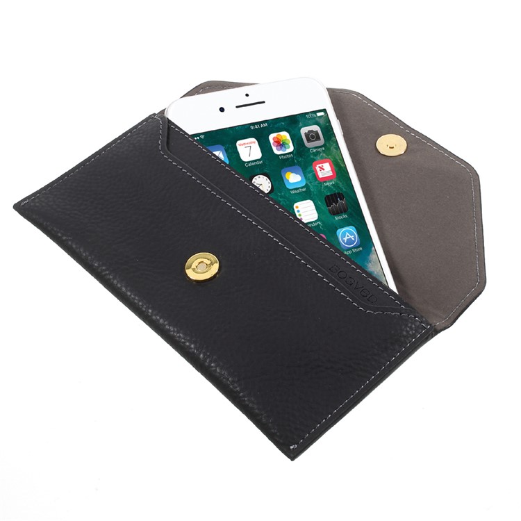 Litchi Grain Universal 5.5 inch Purse Handbag for iPhone 7 Plus Size: 17 x 9cm - Black-4