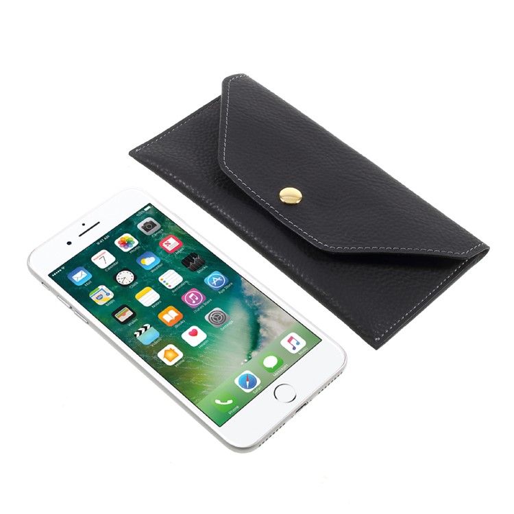 Litchi Grain Universal 5.5 inch Purse Handbag for iPhone 7 Plus Size: 17 x 9cm - Black-6