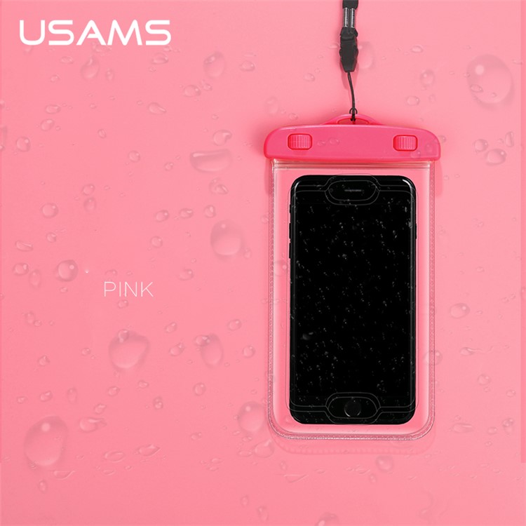 USAMS IPX8 Waterproof Fingerprint Identification Bag with Strap for iPhone 6s/6 etc. - Pink-1