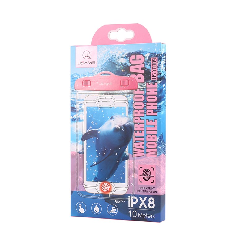 USAMS IPX8 Waterproof Fingerprint Identification Bag with Strap for iPhone 6s/6 etc. - Pink-5