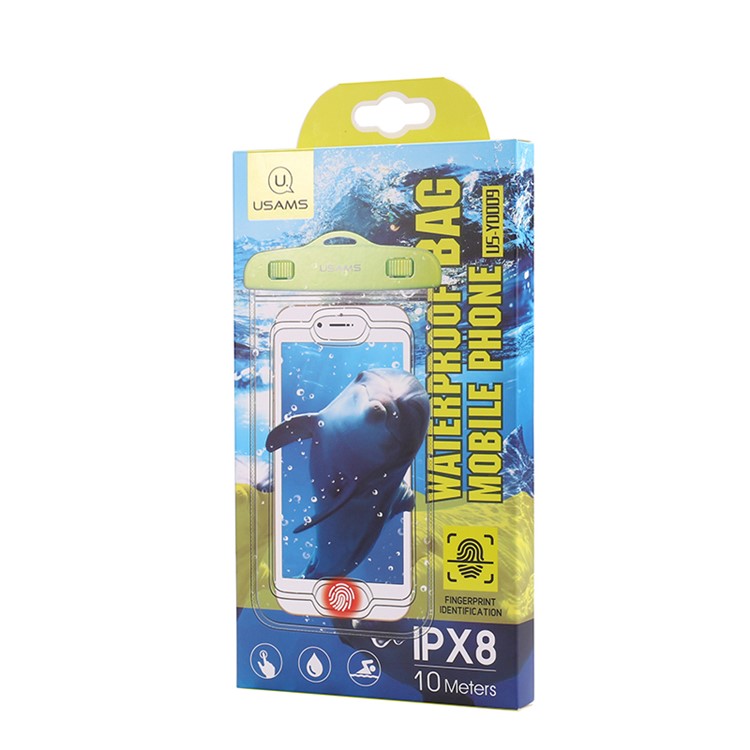 USAMS Fingerprint Identification IPX8 Waterproof Bag for iPhone 6s/6 etc.with Strap - Green-6