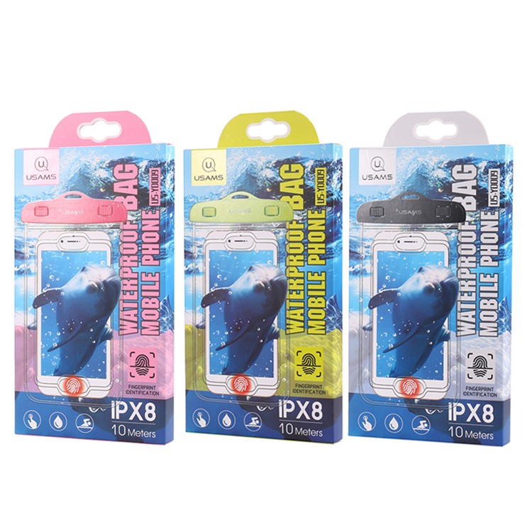 USAMS Fingerprint Identification IPX8 Waterproof Bag for iPhone 6s/6 etc.with Strap - Green-7