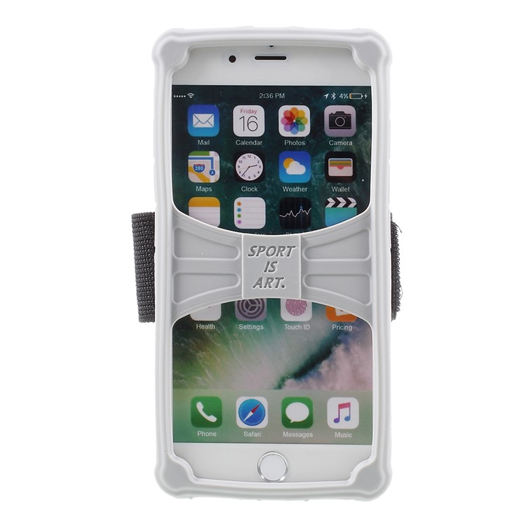 Adjustable Running Sports Silicone Armband Cover Case for Phone 5.0-5.2 inch - Grey-2