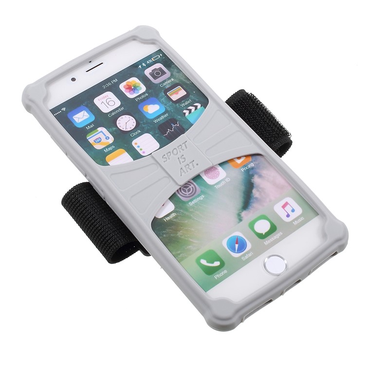 Adjustable Running Sports Silicone Armband Cover Case for Phone 5.0-5.2 inch - Grey-6