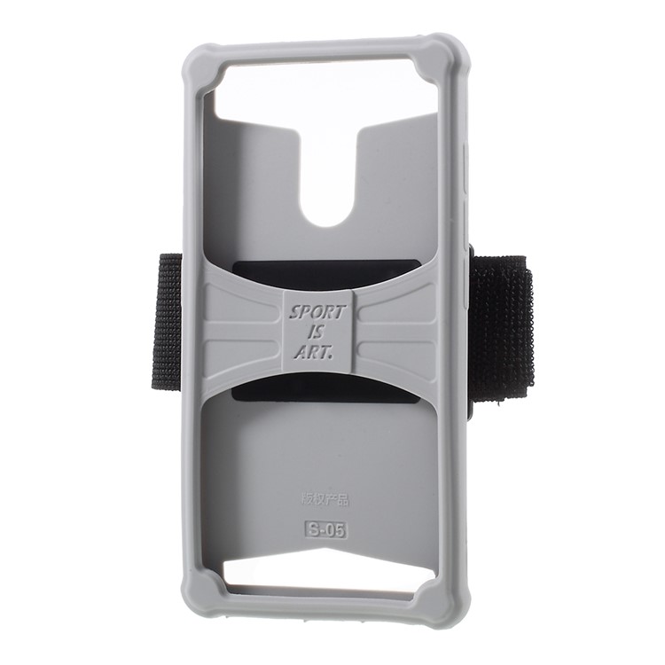 Adjustable Running Sports Silicone Armband Cover Case for Phone 5.0-5.2 inch - Grey-7