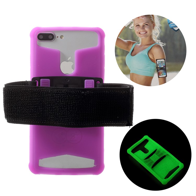 Universal Luminous Silicone Sports Armband for iPhone 8/7, 4.5 - 4.8 inch Smartphones - Purple-1