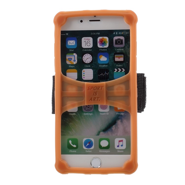 Elastic Silicone Sports Armband Phone Case for iPhone 8 Plus/7 Plus, 5.5 - 6.0 inch Smartphones - Orange-2