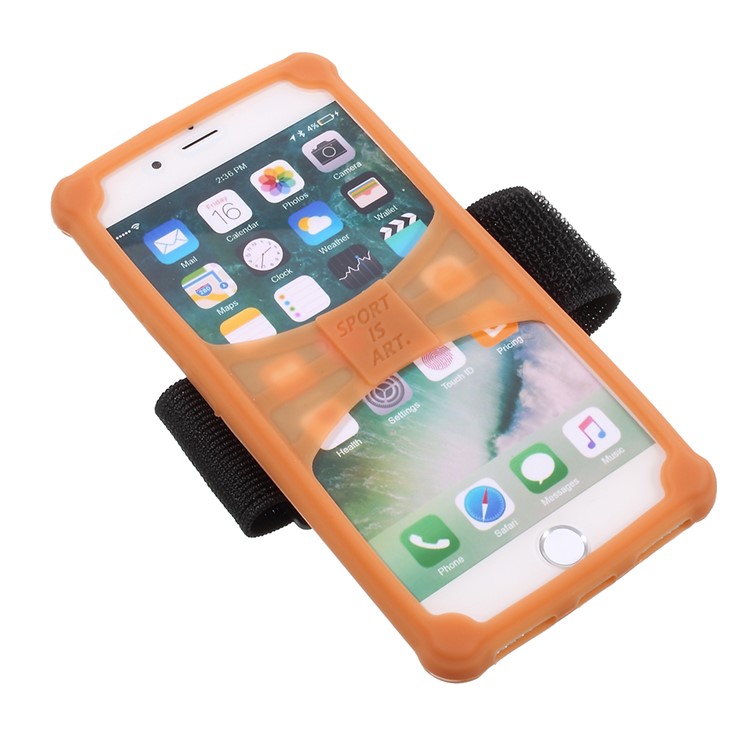 Elastic Silicone Sports Armband Phone Case for iPhone 8 Plus/7 Plus, 5.5 - 6.0 inch Smartphones - Orange-4