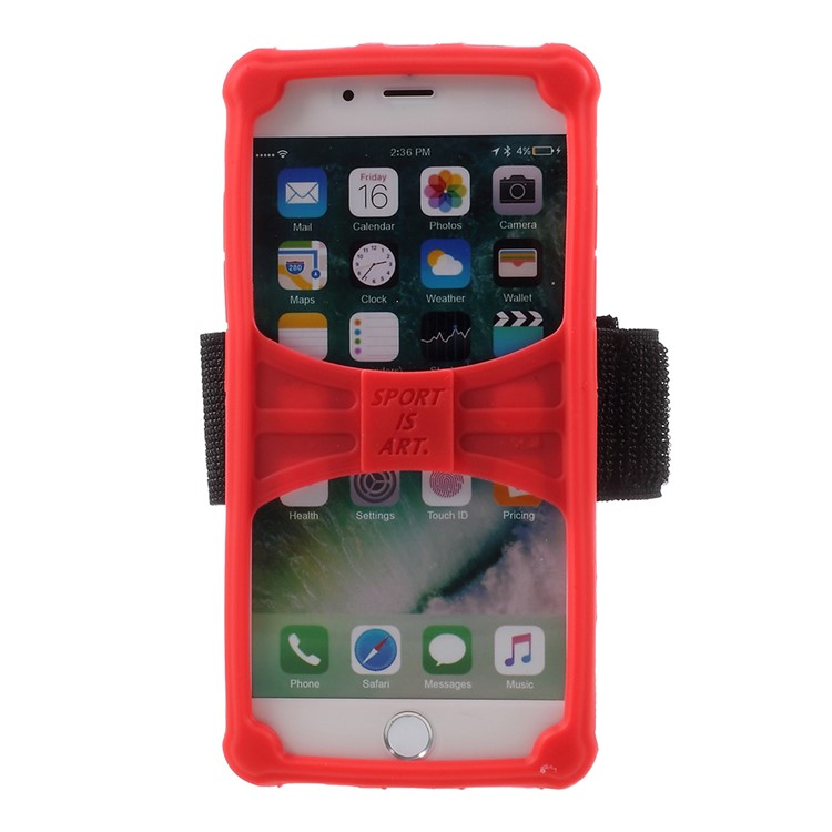 Flexible Silicone Sports Armband Mobile Cover for iPhone SE/5s/5, 4.0 - 4.2 inch Smartphones - Red-2