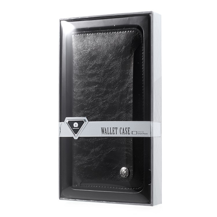 WUW P19 Fashionable Crazy Horse PU Leather Wallet Cell Phone Case for iPhone Samsung Huawei etc. - Black-10