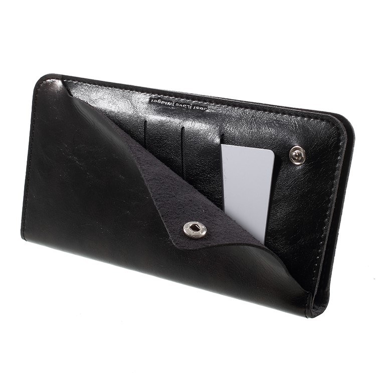 WUW P19 Fashionable Crazy Horse PU Leather Wallet Cell Phone Case for iPhone Samsung Huawei etc. - Black-4