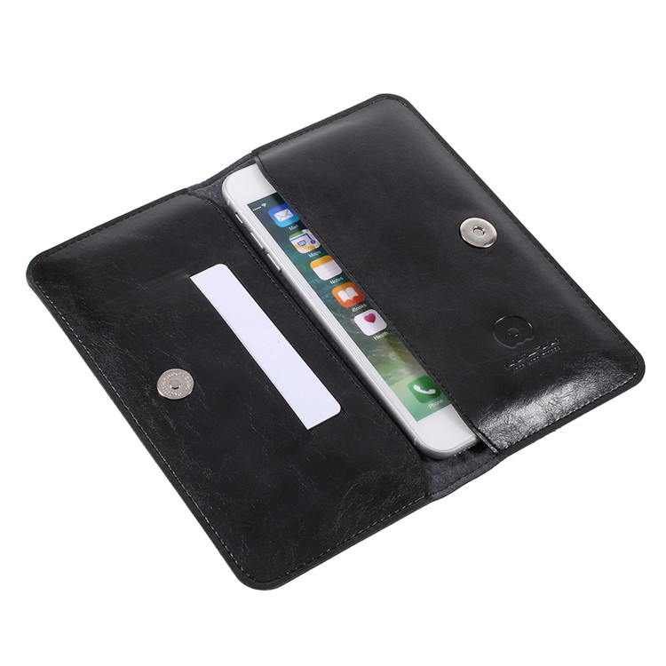 WUW P19 Fashionable Crazy Horse PU Leather Wallet Cell Phone Case for iPhone Samsung Huawei etc. - Black-5