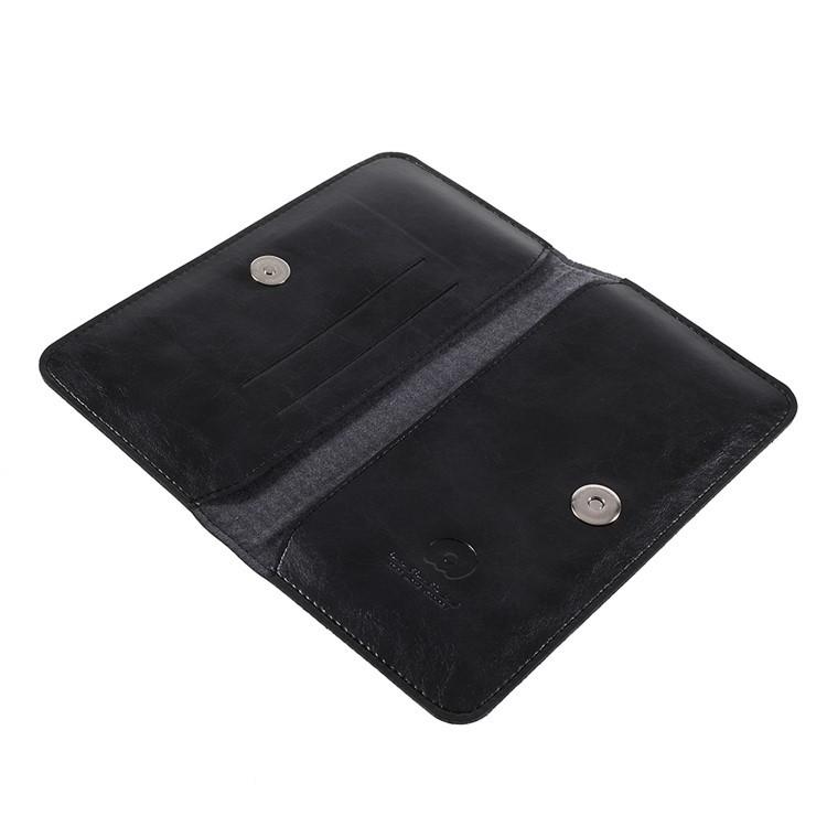 WUW P19 Fashionable Crazy Horse PU Leather Wallet Cell Phone Case for iPhone Samsung Huawei etc. - Black-7
