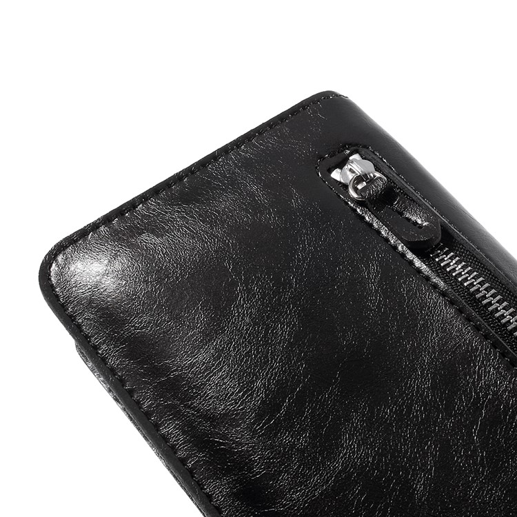 WUW P19 Fashionable Crazy Horse PU Leather Wallet Cell Phone Case for iPhone Samsung Huawei etc. - Black-9