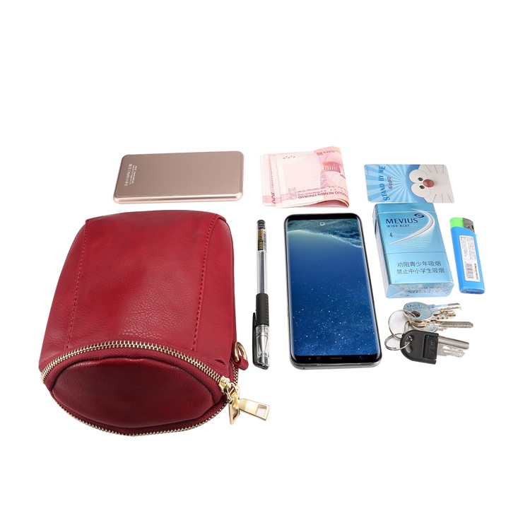 6.4 inch Litchi Grain Double Layer Zipper Closure Single-shoulder Sling Bag - Wine Red-11