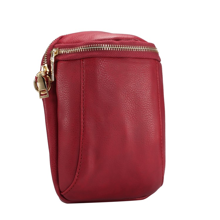 6.4 inch Litchi Grain Double Layer Zipper Closure Single-shoulder Sling Bag - Wine Red-2