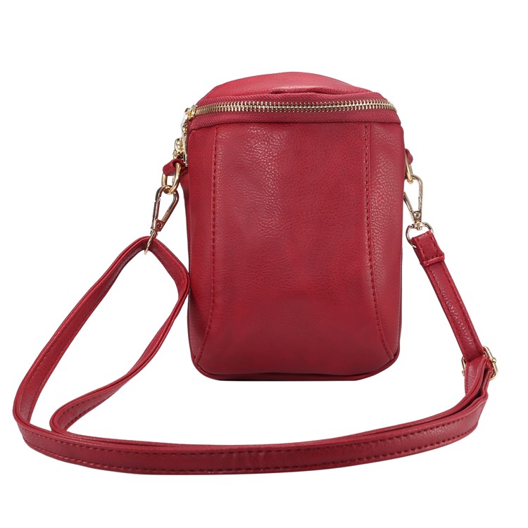 6.4 inch Litchi Grain Double Layer Zipper Closure Single-shoulder Sling Bag - Wine Red-5