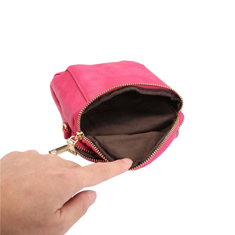 6.4 inch Litchi Texture Double Layer Zipper Closure Sling Bag - Rose-10