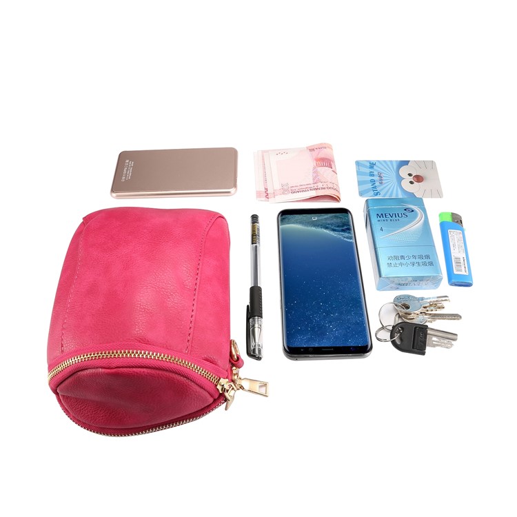 6.4 inch Litchi Texture Double Layer Zipper Closure Sling Bag - Rose-11