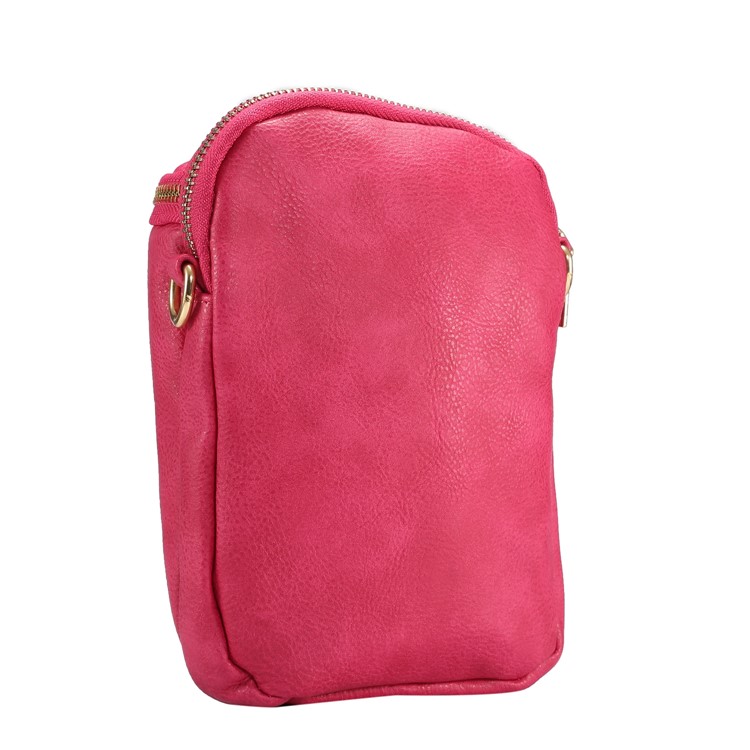 6.4 inch Litchi Texture Double Layer Zipper Closure Sling Bag - Rose-2