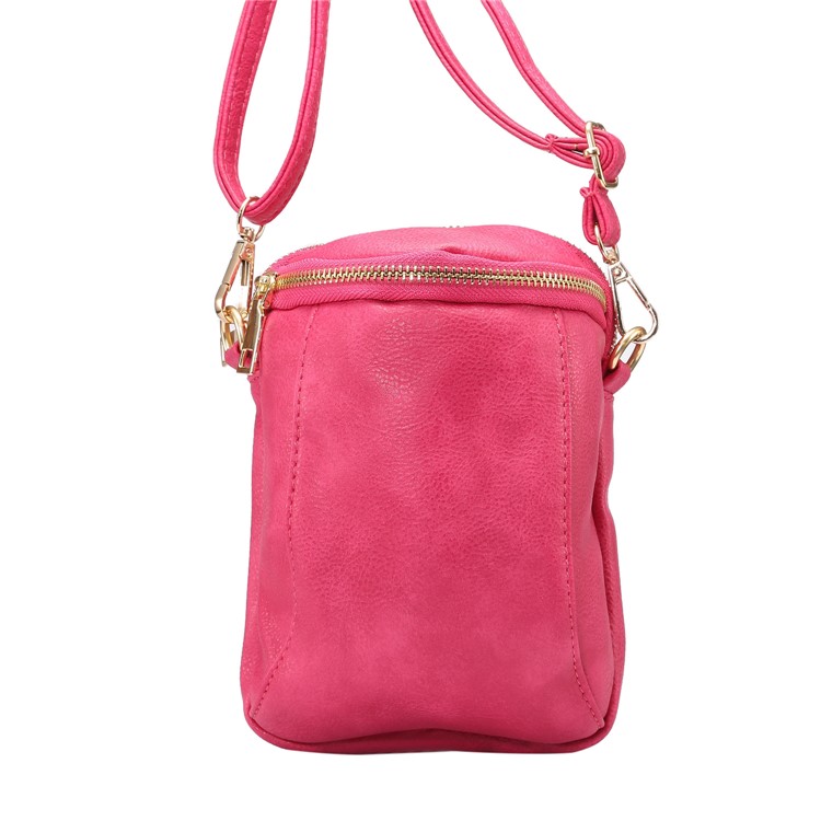 6.4 inch Litchi Texture Double Layer Zipper Closure Sling Bag - Rose-7