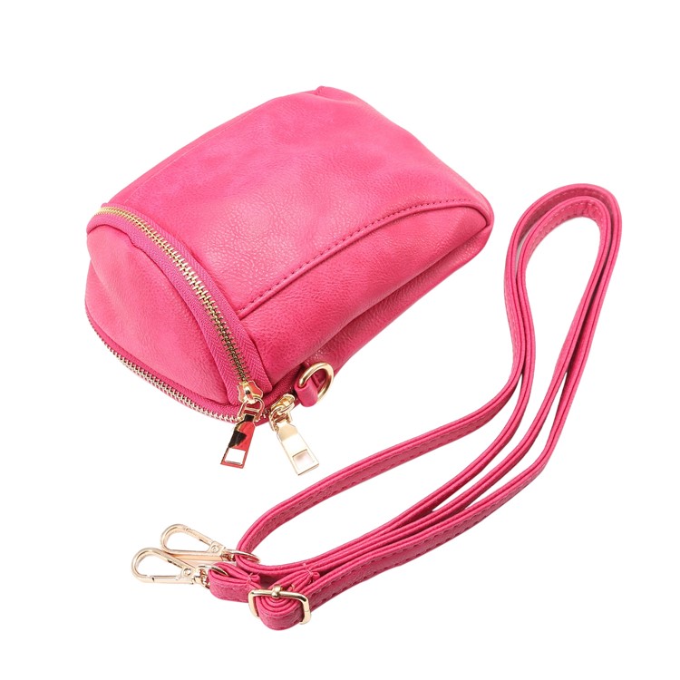 6.4 inch Litchi Texture Double Layer Zipper Closure Sling Bag - Rose-8