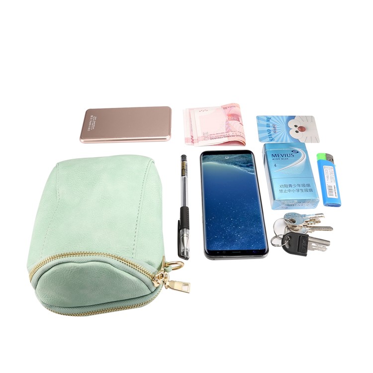 6.4 inch Sling Bag Litchi Grain Double Layer Zipper Closure Shoulder Bag - Light Green-11