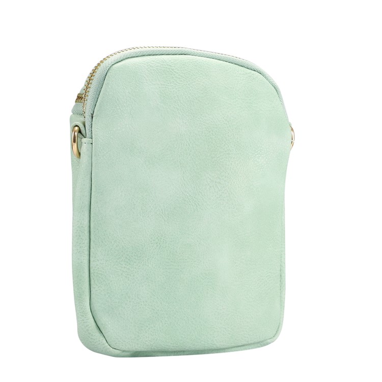 6.4 inch Sling Bag Litchi Grain Double Layer Zipper Closure Shoulder Bag - Light Green-2