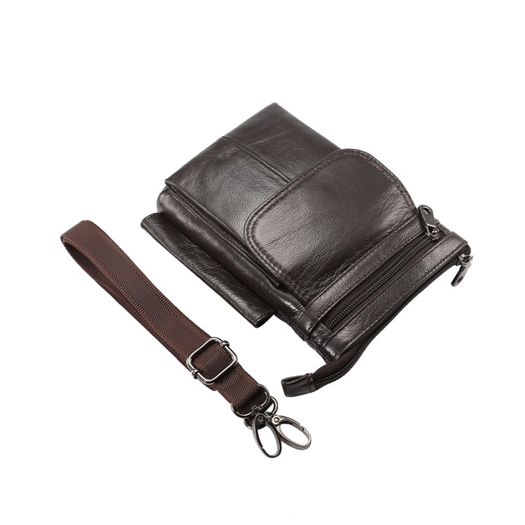 Vertical Top Layer Cowhide Leather Belt Clipped Shoulder Strap Pouch Bag 6.5 inch for Samsung Galaxy Note 8 - Coffee-10