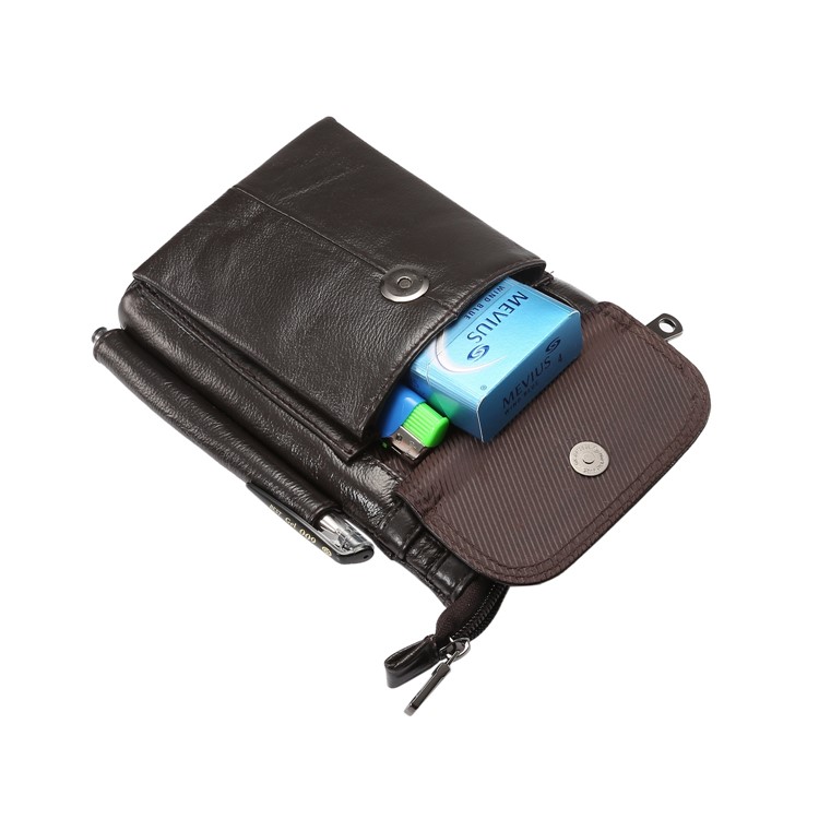 Vertical Top Layer Cowhide Leather Belt Clipped Shoulder Strap Pouch Bag 6.5 inch for Samsung Galaxy Note 8 - Coffee-11