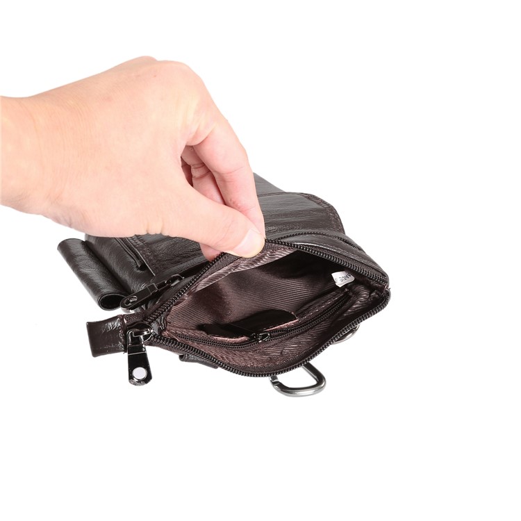 Vertical Top Layer Cowhide Leather Belt Clipped Shoulder Strap Pouch Bag 6.5 inch for Samsung Galaxy Note 8 - Coffee-13