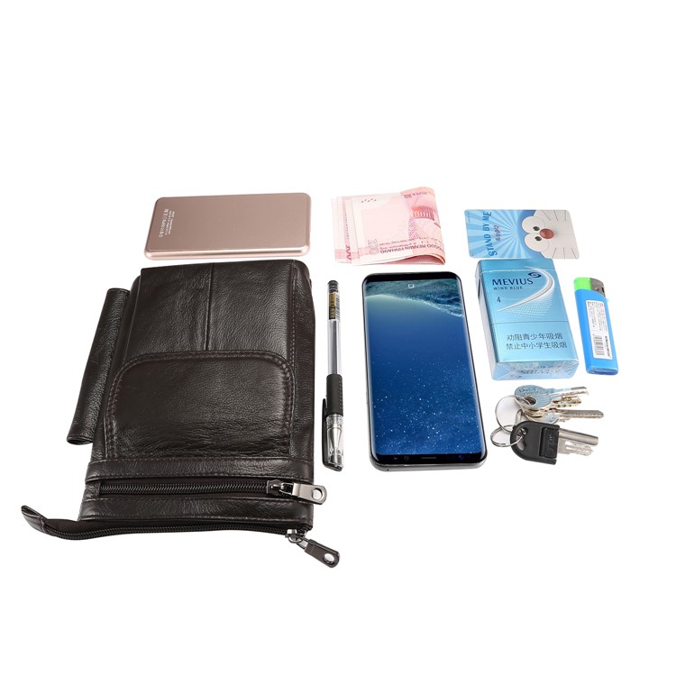 Vertical Top Layer Cowhide Leather Belt Clipped Shoulder Strap Pouch Bag 6.5 inch for Samsung Galaxy Note 8 - Coffee-14