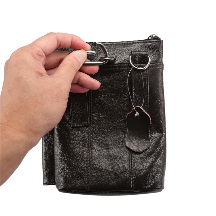 Vertical Top Layer Cowhide Leather Belt Clipped Shoulder Strap Pouch Bag 6.5 inch for Samsung Galaxy Note 8 - Coffee-15