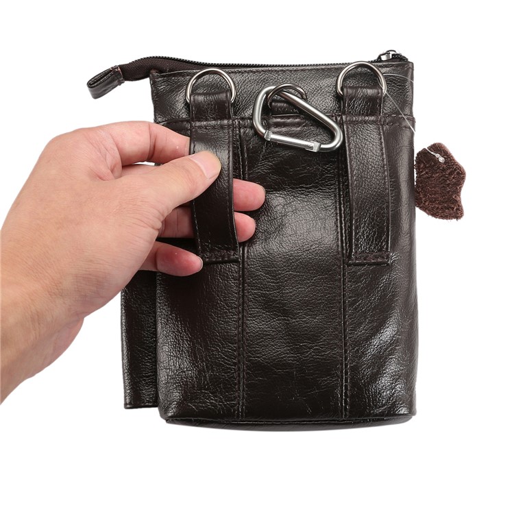 Vertical Top Layer Cowhide Leather Belt Clipped Shoulder Strap Pouch Bag 6.5 inch for Samsung Galaxy Note 8 - Coffee-16