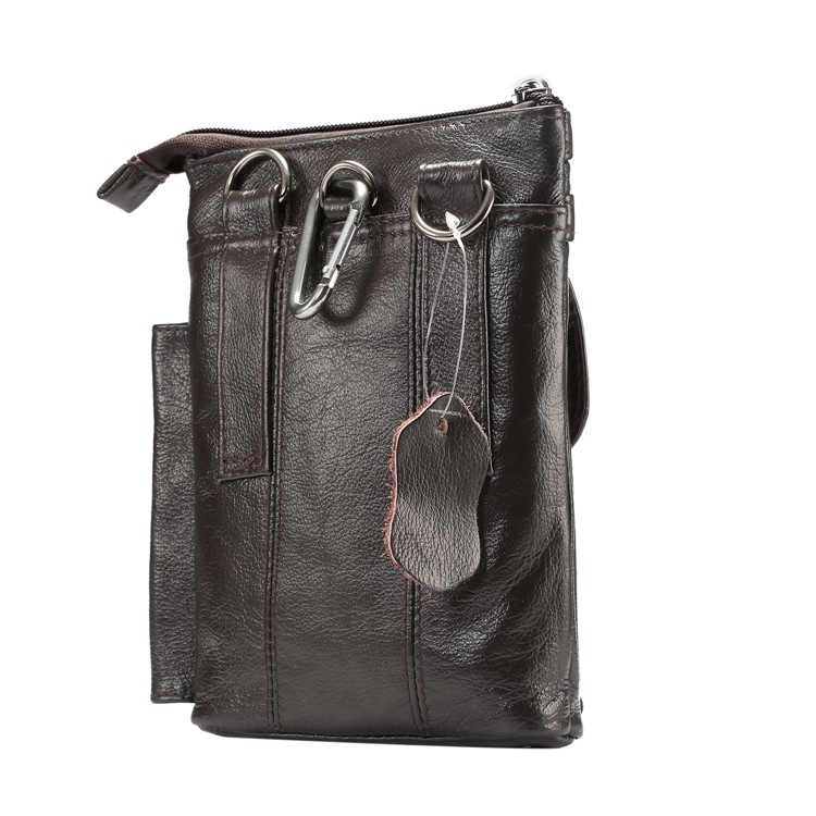 Vertical Top Layer Cowhide Leather Belt Clipped Shoulder Strap Pouch Bag 6.5 inch for Samsung Galaxy Note 8 - Coffee-2