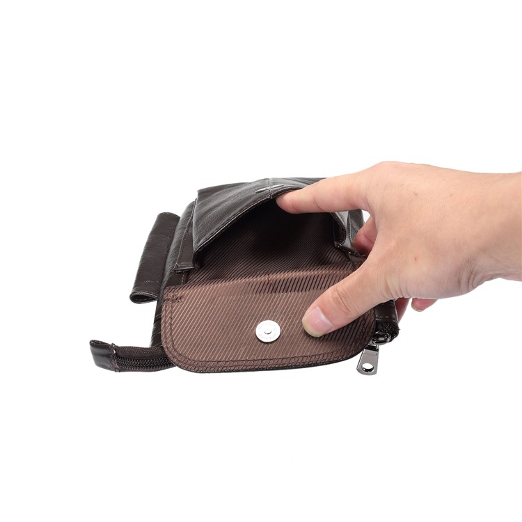 Vertical Top Layer Cowhide Leather Belt Clipped Shoulder Strap Pouch Bag 6.5 inch for Samsung Galaxy Note 8 - Coffee-3