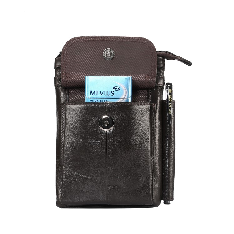 Vertical Top Layer Cowhide Leather Belt Clipped Shoulder Strap Pouch Bag 6.5 inch for Samsung Galaxy Note 8 - Coffee-4