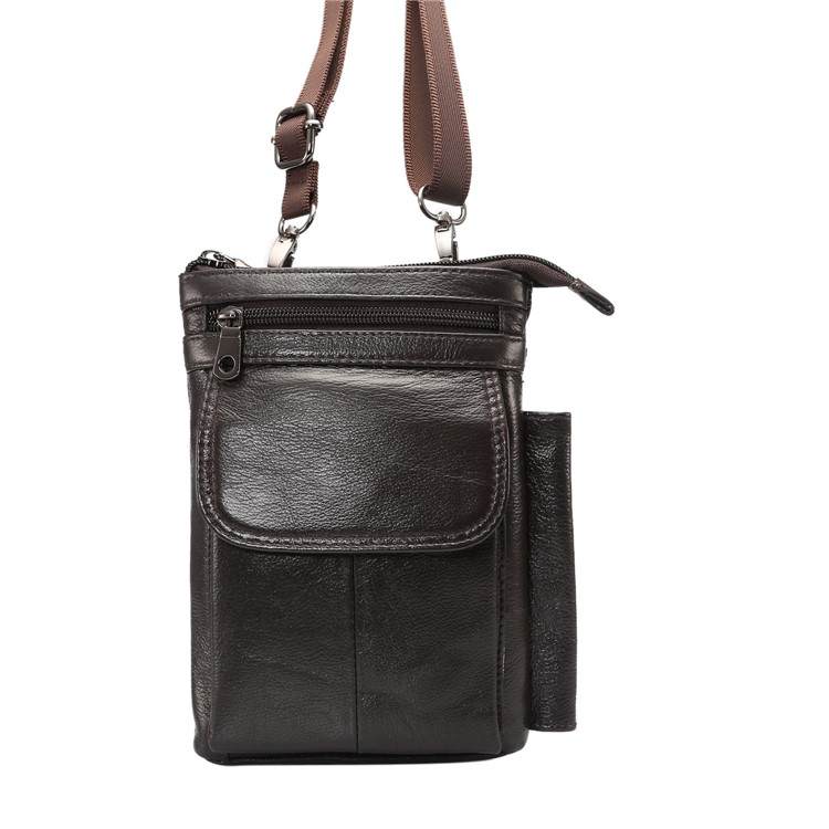 Vertical Top Layer Cowhide Leather Belt Clipped Shoulder Strap Pouch Bag 6.5 inch for Samsung Galaxy Note 8 - Coffee-9