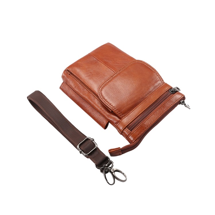 Vertical Top Layer Cowhide Leather Protection Pouch Case with Shoulder Strap 6.5 inch for Samsung Galaxy Note 8 - Brown-10