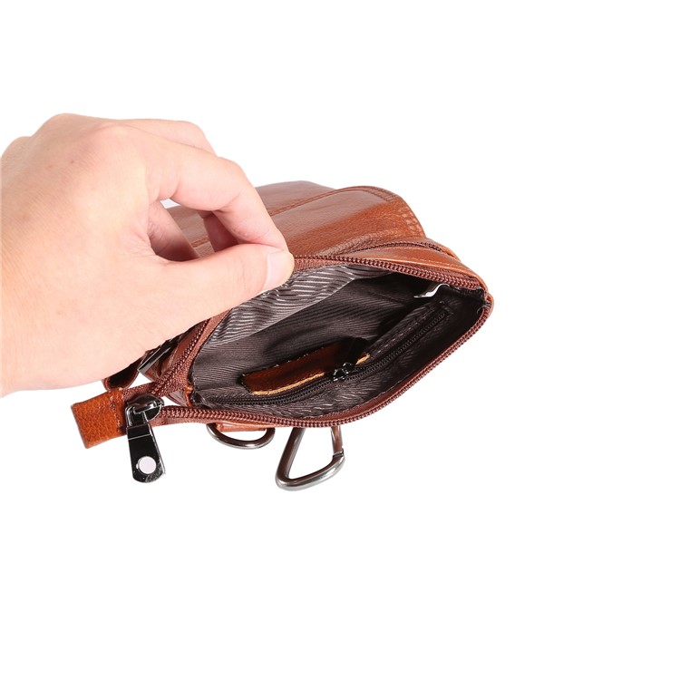 Vertical Top Layer Cowhide Leather Protection Pouch Case with Shoulder Strap 6.5 inch for Samsung Galaxy Note 8 - Brown-13