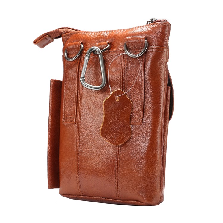 Vertical Top Layer Cowhide Leather Protection Pouch Case with Shoulder Strap 6.5 inch for Samsung Galaxy Note 8 - Brown-2